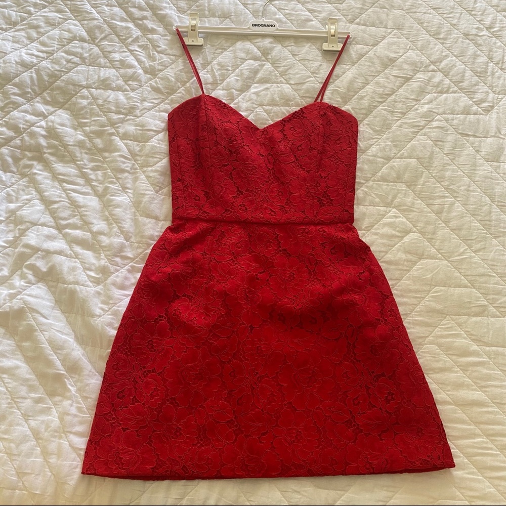 Brognano Lace Mini Dress in Red
